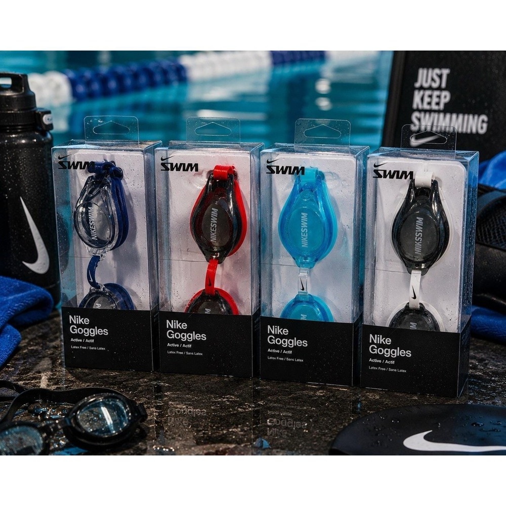 Nike Swim Active Goggles Lot of 4 Adult Swim Goggles NIB Latex Free